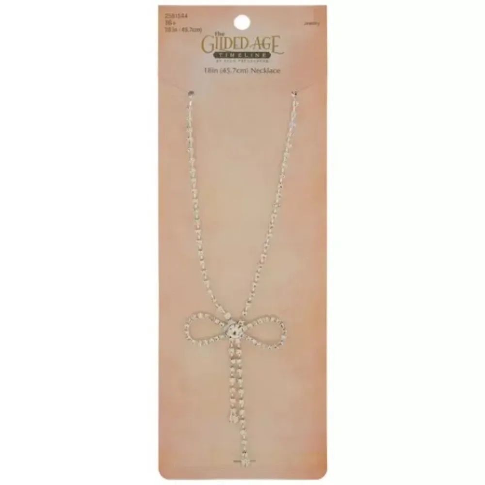 New Gilded Age Timeline Bead Treasures Rhinestone Bow Necklace